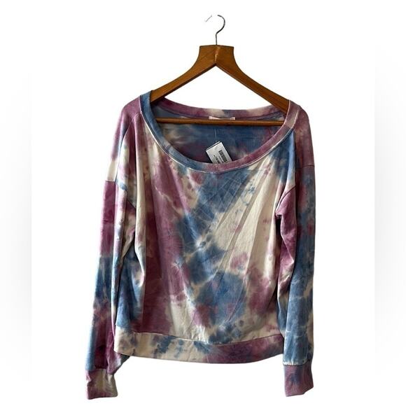 Ava + Esme Purple & Blue Tie Dye Soft Cozy Pullover Fall Winter Top Size XL NWT - Picture 1 of 5